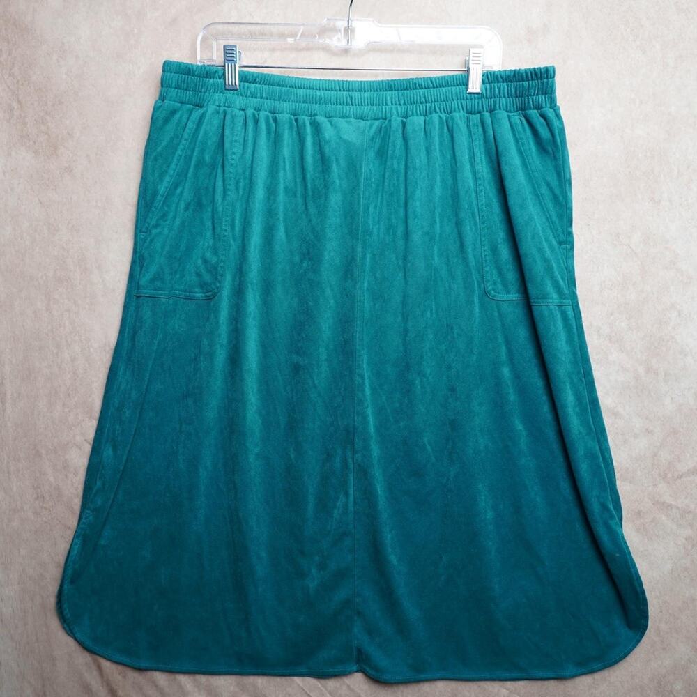 BonWorth Teal Velour Midi Skirt XL